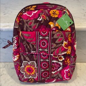 Vera Bradley Women's Backpack - Pink, Brown, and White Floral